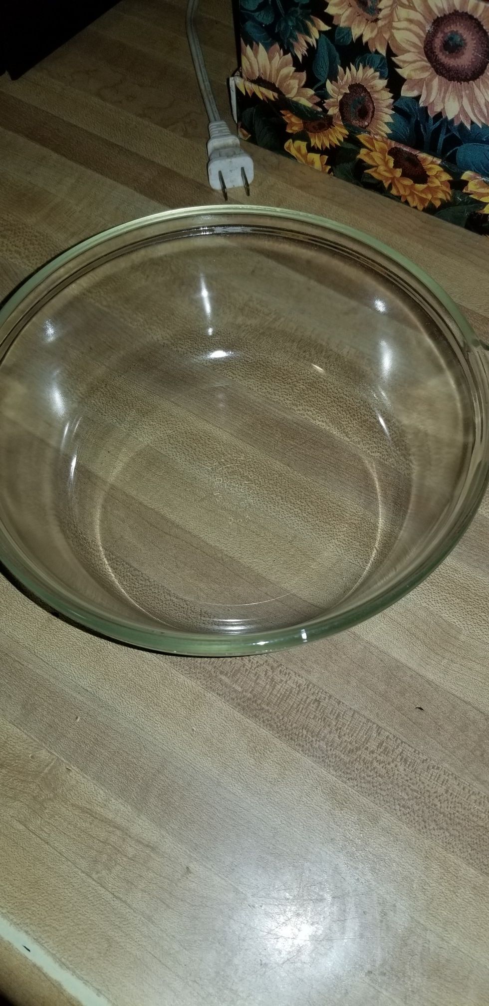 Vintage PYREX Clear Bowl #023-623-B Tab Handles Round Logo 8”