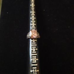 Sterling Silver Ring with Pink Topaz Stone