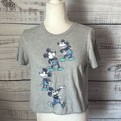 Disney Gray Mickey Mouse Women's Short Sleeve Tee size large 
