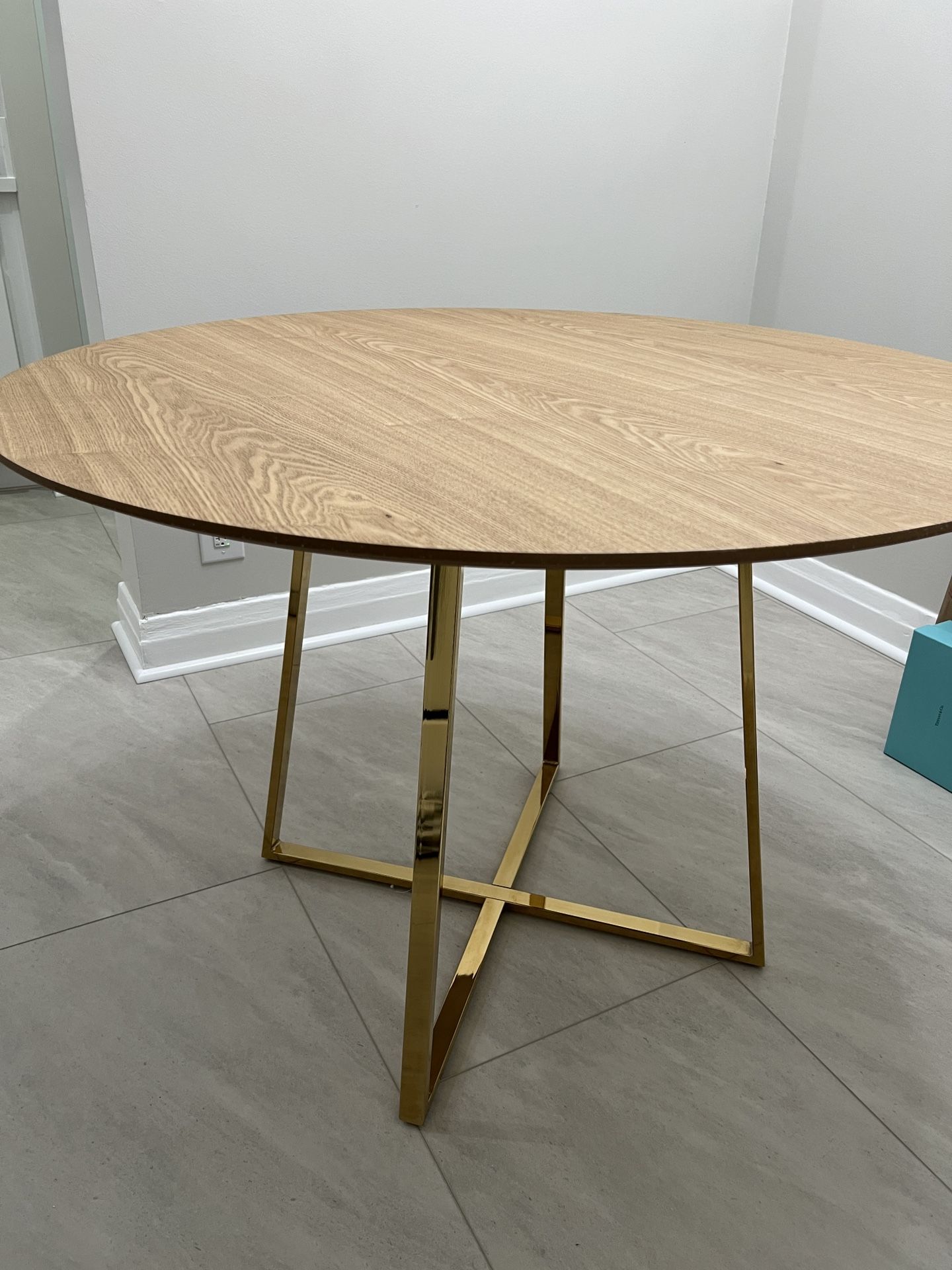Wood Dining Table with Gold Legs