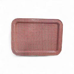 Vintage Red & White Metal Tray, 17 X 12.5 Inches