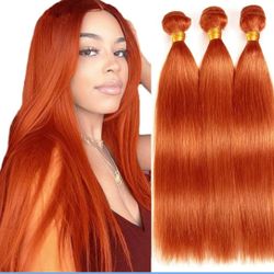 22 24 26 inch Orange 350 Yaki Wave Bundles Human Hair Brazilian Remy Yaki