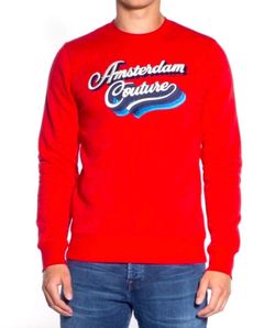 SCOTCH&SODA Men’s Sweater Pullover European Amsterdam Couture Christmas Red Men’s Fashion
