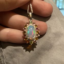 Premium Ethiopian Welo Opal, Multi Gemstone Cocktail Necklace 