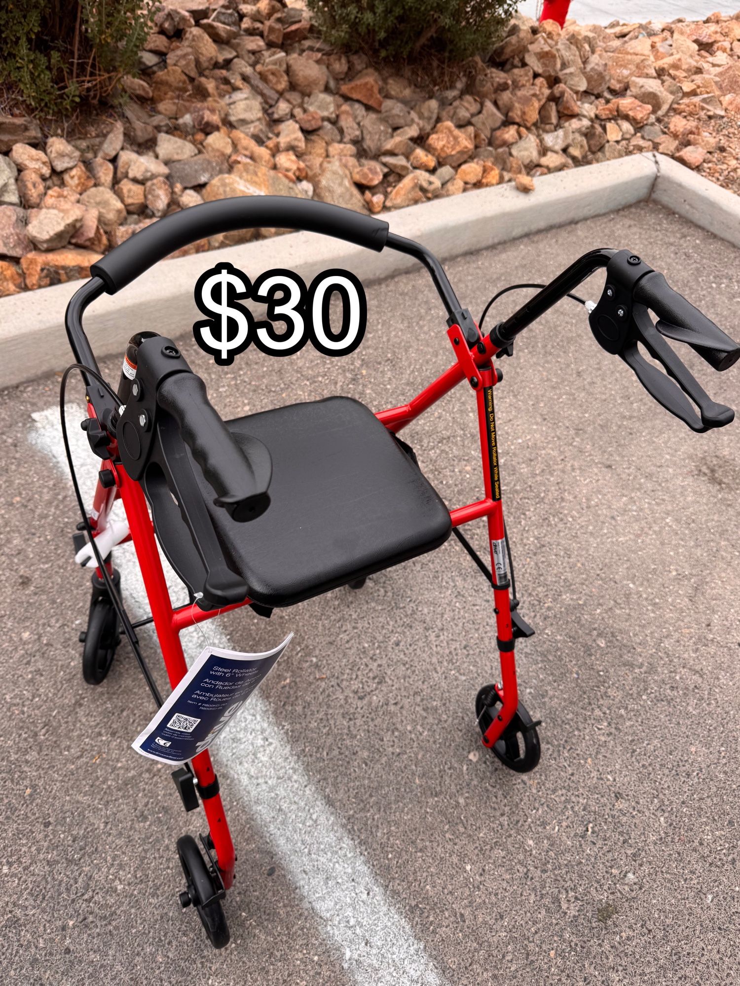 Seated 4 Wheel Walker W/ Folding And Adjustable Arms