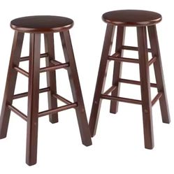 Element 24 in. H Walnut Counter Stool Set (2-Pieces)