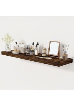 48” rustic brown floating shelve