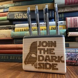 Star Wars Pen/Pencil Holder, Solid Wood Laser Engraved 