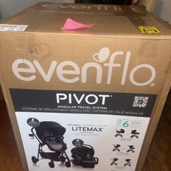 Evenflo pivot modular travel system with Litemax infant car seat.