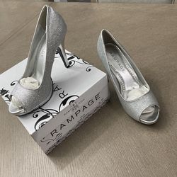 Rampage Peep Toe Platform, Sulver Sparkle 71/2