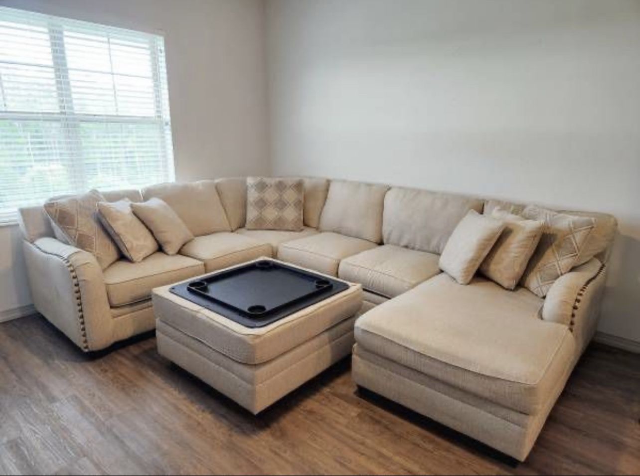 Ashley Luxora 4 Piece Sectional w/Chaise & Ottoman w/Storage for Sale