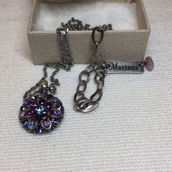 Designer Mariana Guardian Angel Crystal Double Sided Pendant Necklace