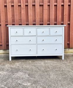 White & Silver Modern Wooden Dresser  - 8 drawers