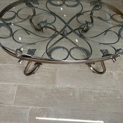 Beautiful Iron Coffee Table With Glass Top