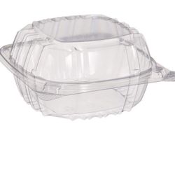 Dart ClearSeal Hinged-Lid Plastic Containers, 5.8 x 6 x 3, Clear, Plastic, 125/Pack, 4 Packs/Carton