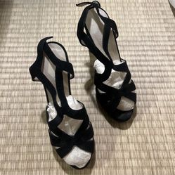 Black Suede Strap Heels (Made In France)