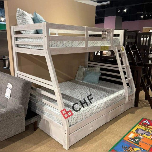 Twin Over Full Bunk Bed With  2 Storage Drawers 