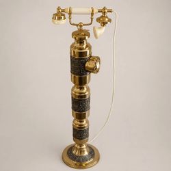 1970s James Mont Style Thick Brass Tall Standing Rotary Phone