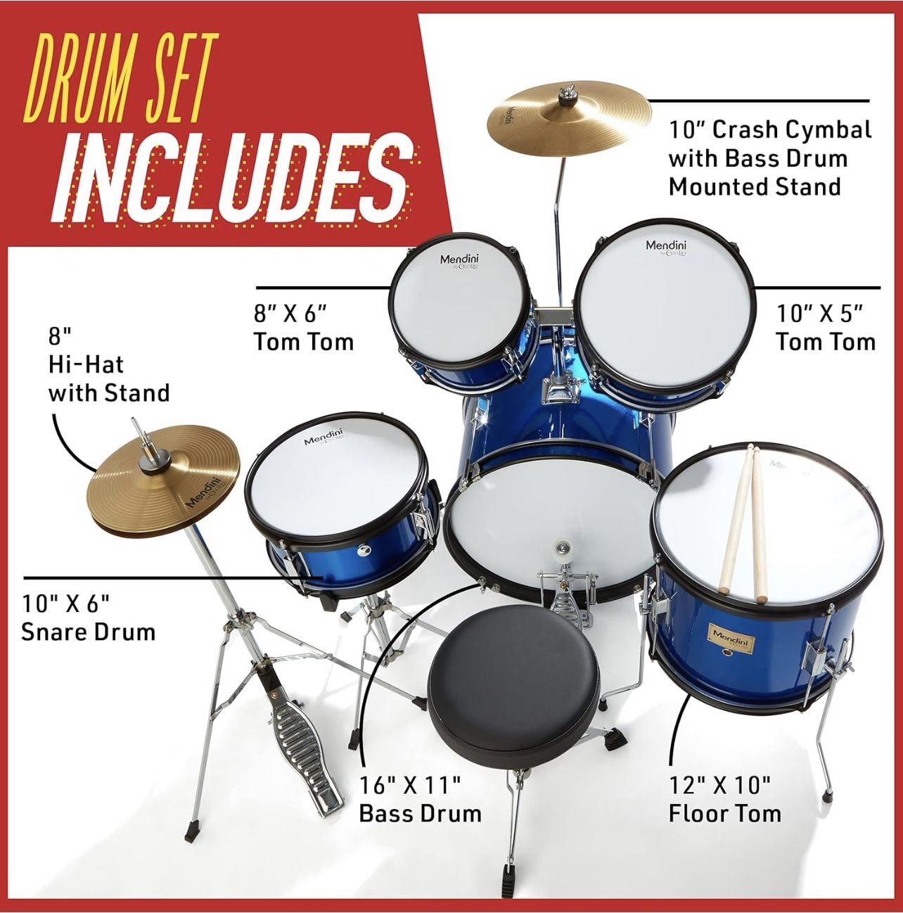 Hi Hat Mendini Kids Drums Mendini Kids Drum Set Beginner Starter