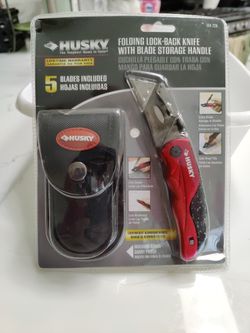 Husky Utility Knife with Belt Clip Pouch Located In Palm Beach Gardens 