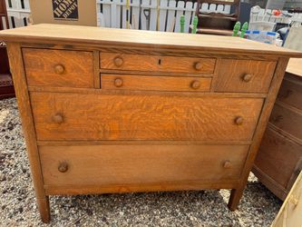 Antique Quarter-Sawn Tiger Oak Primitive Dresser / Table