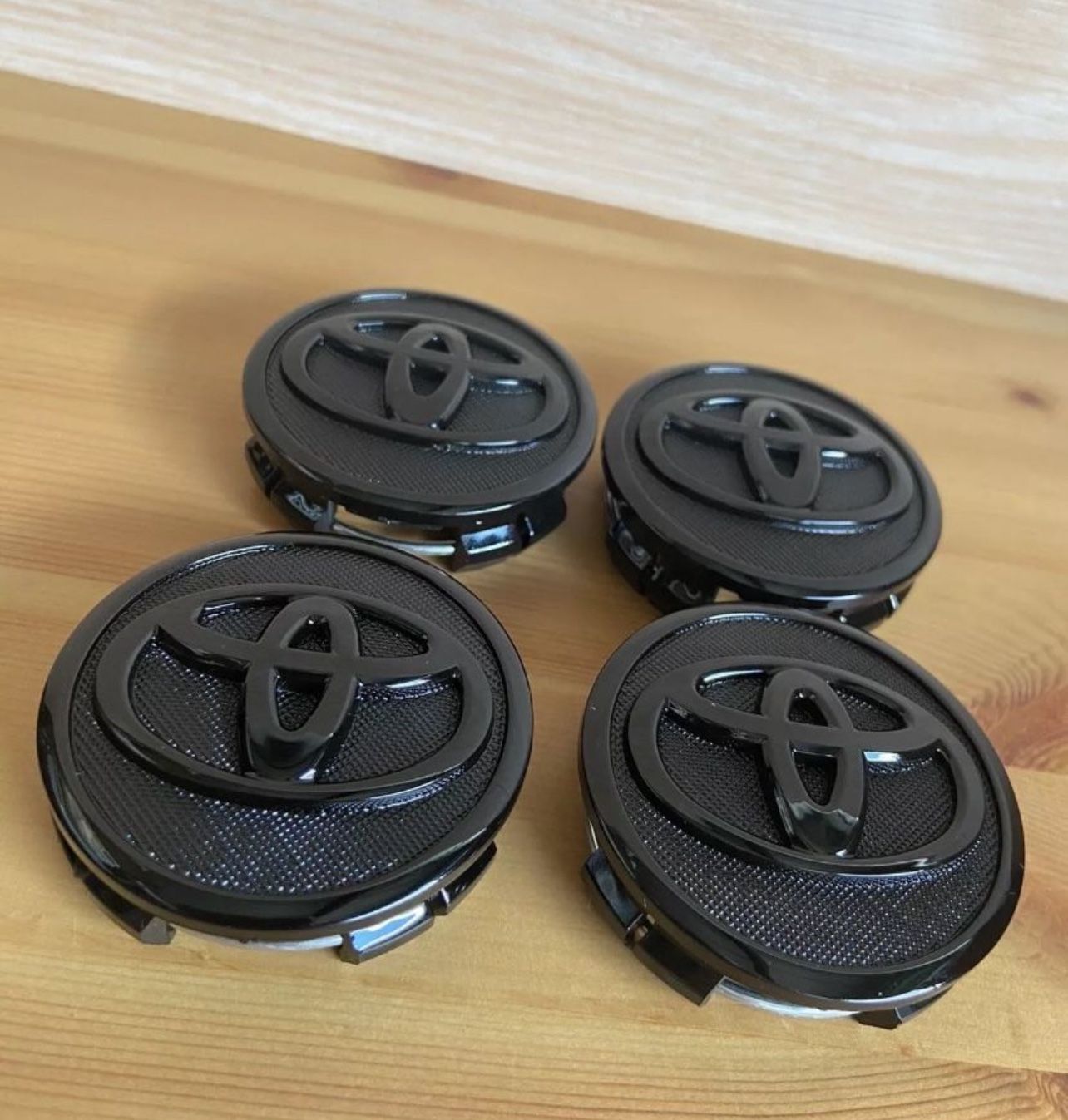 SET OF 4 TOYOTA 57MM WHEEL RIM RIMS CENTER HUB CAPS ALL BLACK LOGO PRIUS COROLLA