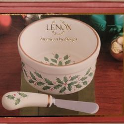 NEW LENOX DIP BOWL WITH SPREADER - NEVER OPENED