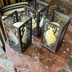 Set Of 3 Iron Decorative Candle Holders
