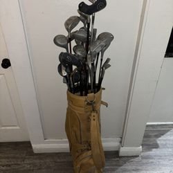 Golf Clubs & Vintage Burton Cart Bag (25+ Total) 