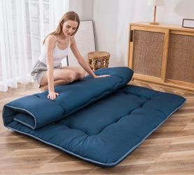 Queen Folding Floor Mattress / Portable Guest Bed – Bluestone