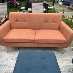 Sunset Orange MCM Style Loveseat 