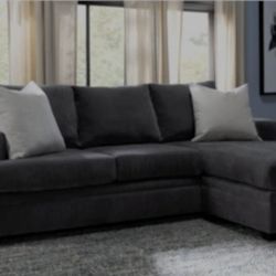 Bonaterra Charcoal Grey Fabric 97" Sofa with Reversible Chaise