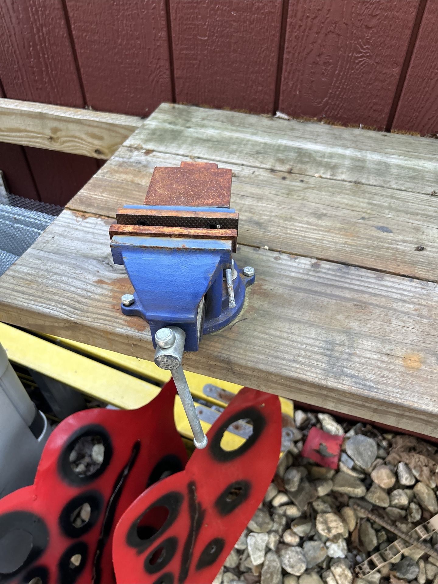 Central Forge Vise with metal workbench