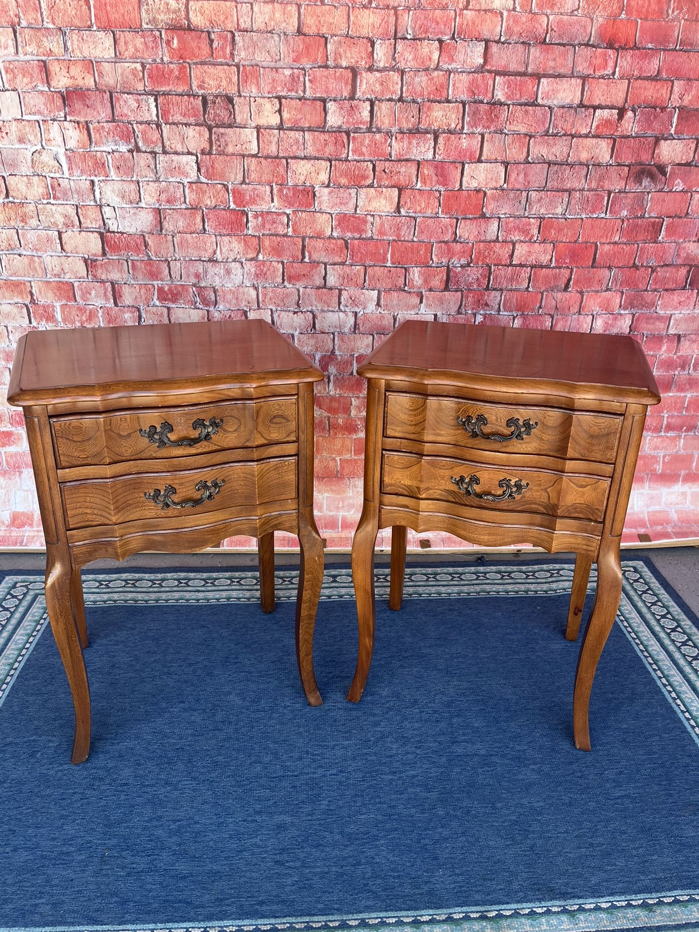 Antique Nightstand Set Of 2 Solid Wood Side Table French Provincial