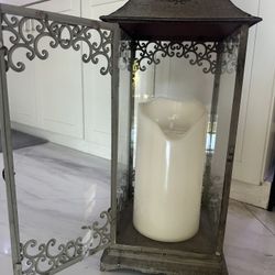 Decorative Metal/Glass Cage  For Candles Or Decor 