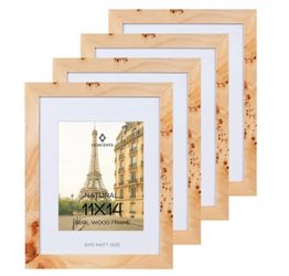 11X14 Burl Wood Picture Frames Matted To 8x10