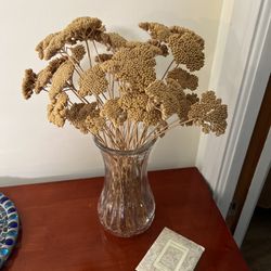 45 Beautiful Dried Flowers Stems In Glass Vase + Lemongrass Fragrance Sachet