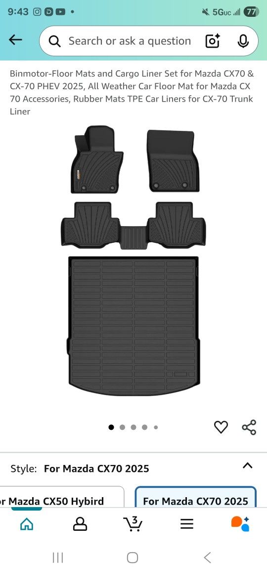 Floor Mats For 2025 Mazda A Cx-70