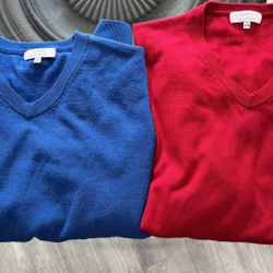 2 TURNBURY FINE WOOL MENS V NECK SWEATERS