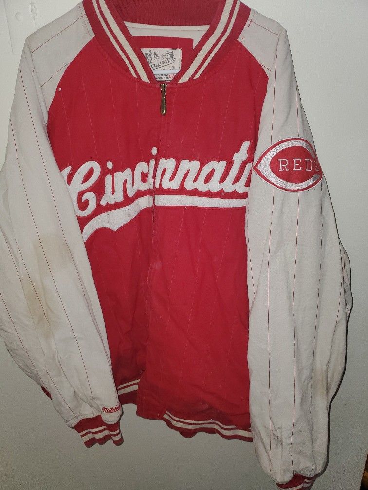 RARE Cincinnati Reds Mitchell & Ness 3X Zip Up Or Button-up Bomber Jacket
