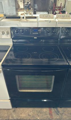 Whirlpool Electric Stove Black - Glass Top, Self Clean