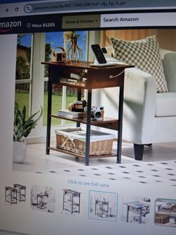 End Table With Charging Station, Brown