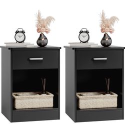 FOTOSOK Nightstand Set of 2, Oak  Side Table Bedside Table End Table