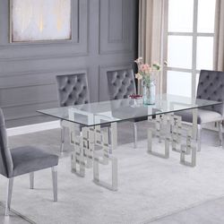 Glass Chrome Dining Table BRAND NEW 