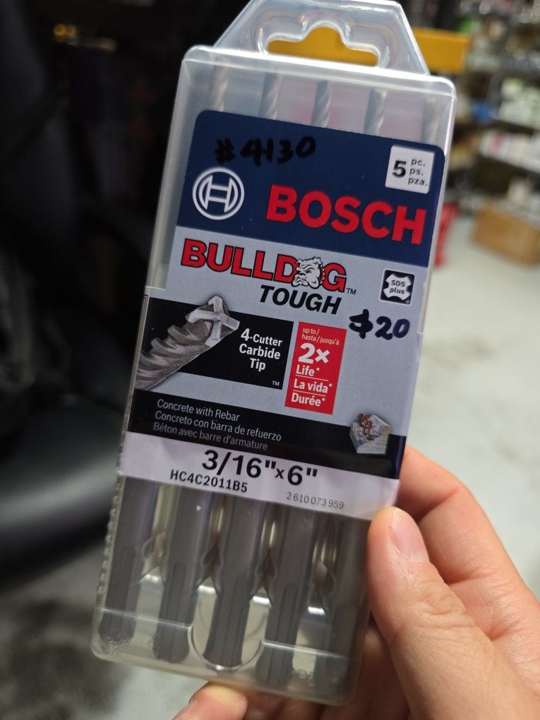 Bosch HC4C2011B5-3/16 in. x 4 in. x 6 in. SDS-Plus® Bulldog™ Tough Rotary Hammer Bit - 5 Pack