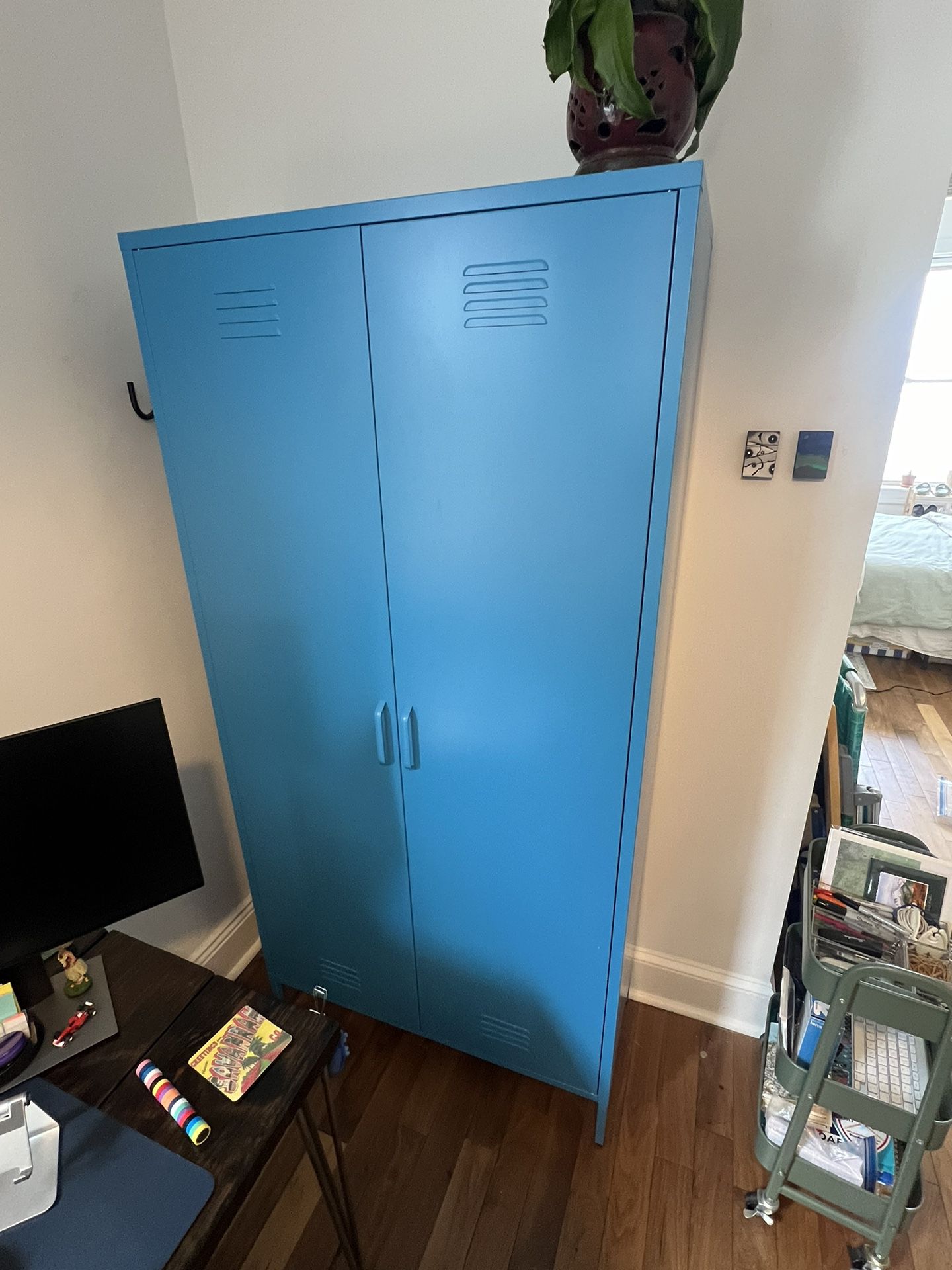Bright Blue Cache 2 Door Tall Metal Locker Style Storage Cabinet
