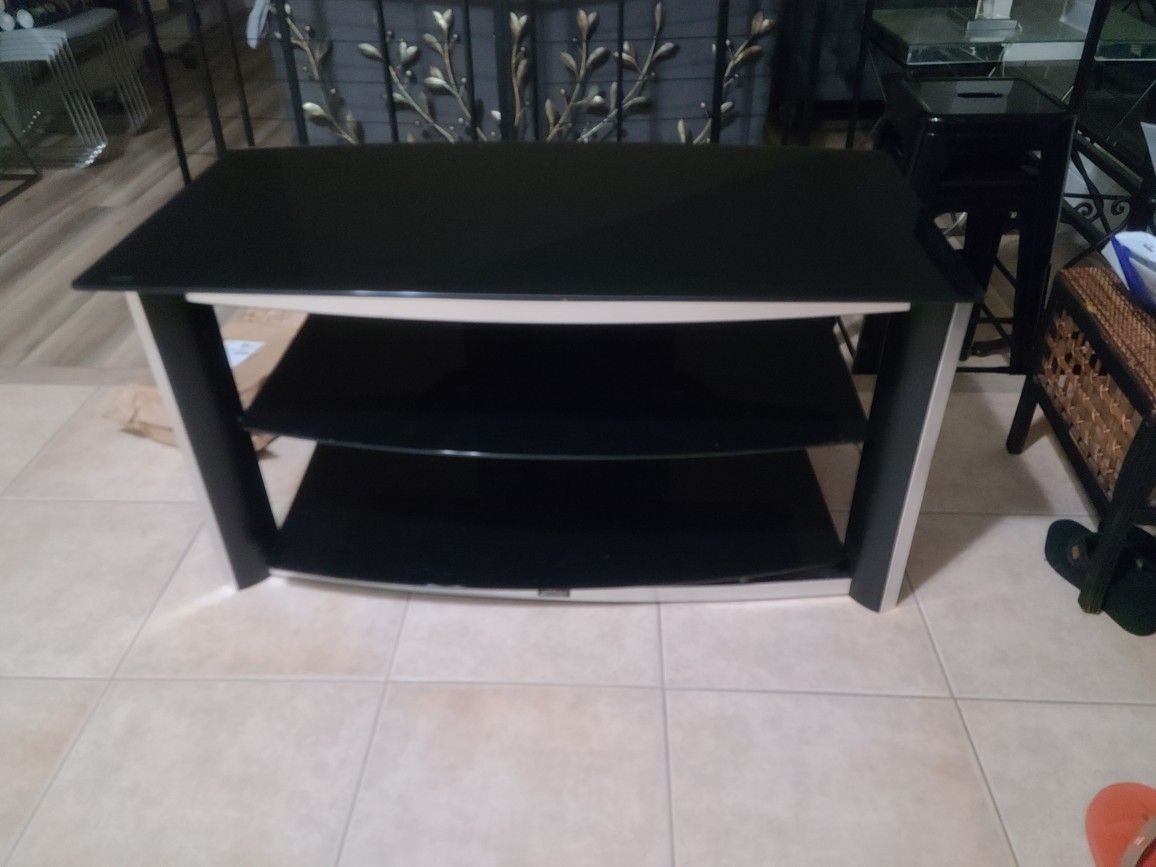 Tv Stand 3 Shelves Tempered Glass Excellent Condition W 43", D 23"