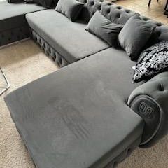 New Jess Grey Velvet Luxury Sectional With Free Delivery 
