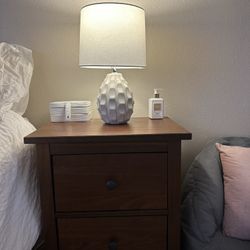 Wood Nightstand And Lamp