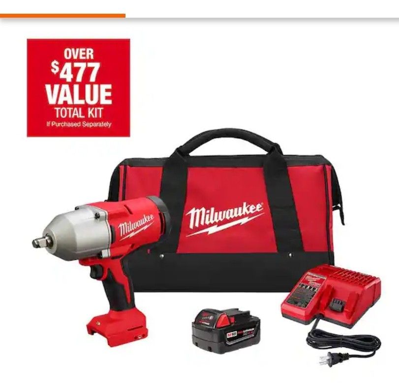 M18 18V Lithium-Ion Brushless Cordless 1/2 in. Impact Wrench with Friction Ring Kit